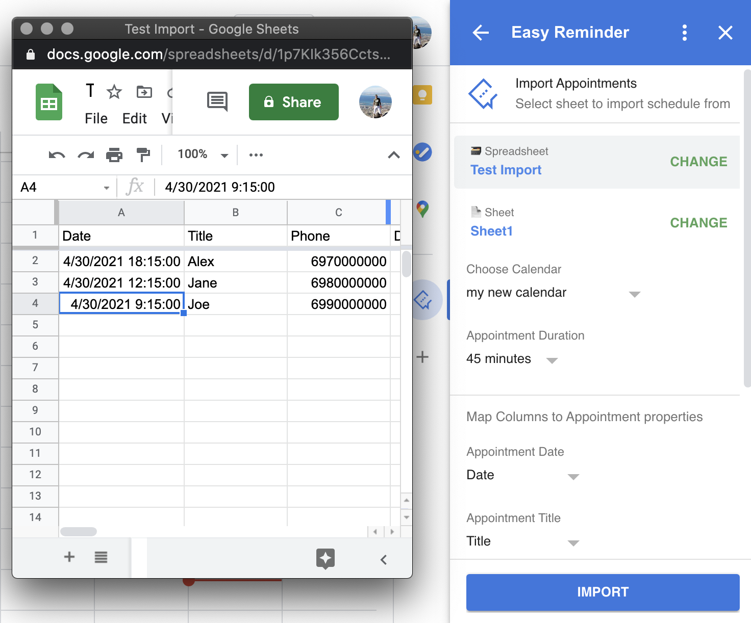 Import Events from Google Sheets