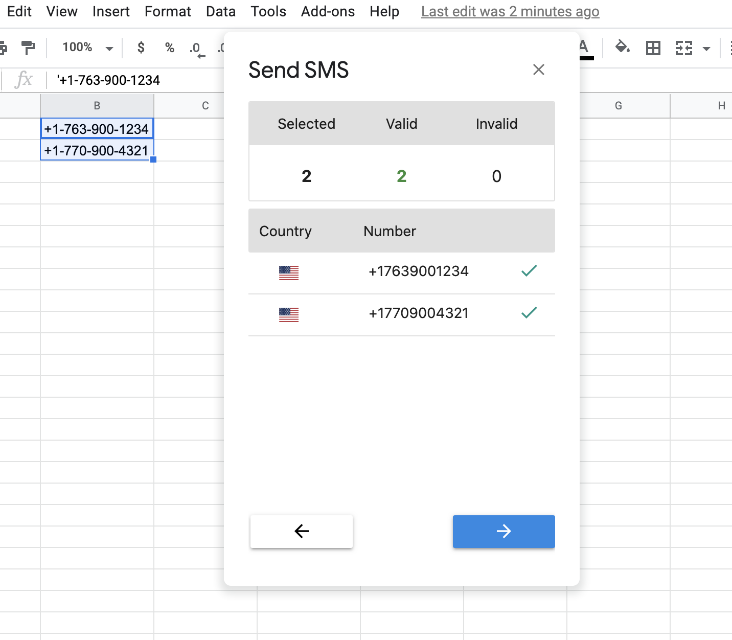 Send SMS - Selected phones